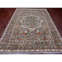 Load image into Gallery viewer, 7&#39;10&quot;x9&#39;6&quot; Coffee Brown, 14th Century Mamluk Dynasty Pattern with Geometric Medallion Design, High Mountain Wool, Hand Knotted, Vegetable Dyes, Oriental Rug FWR122724