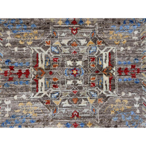 7'10"x9'6" Coffee Brown, 14th Century Mamluk Dynasty Pattern with Geometric Medallion Design, High Mountain Wool, Hand Knotted, Vegetable Dyes, Oriental Rug FWR122724