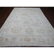 Load image into Gallery viewer, 9&#39;3&quot;x12&#39; Chiffon White, Afghan Angora Oushak With Muted Colors Floral Design, Hand Knotted, Vegetable Dyes, 100% Wool, Oriental Rug FWR122754