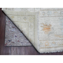 Load image into Gallery viewer, 9&#39;3&quot;x12&#39; Chiffon White, Afghan Angora Oushak With Muted Colors Floral Design, Hand Knotted, Vegetable Dyes, 100% Wool, Oriental Rug FWR122754