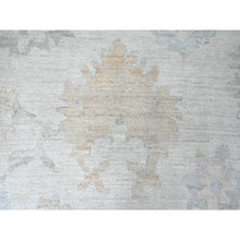 Load image into Gallery viewer, 9&#39;3&quot;x12&#39; Chiffon White, Afghan Angora Oushak With Muted Colors Floral Design, Hand Knotted, Vegetable Dyes, 100% Wool, Oriental Rug FWR122754