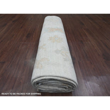Load image into Gallery viewer, 9&#39;3&quot;x12&#39; Chiffon White, Afghan Angora Oushak With Muted Colors Floral Design, Hand Knotted, Vegetable Dyes, 100% Wool, Oriental Rug FWR122754