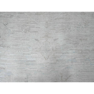 12'x14'8" Cascading White, Hand Knotted, Afghan Angora Oushak With All Over Leaf Pattern, Natural Dyes, 100% Wool, Oversized, Oriental Rug FWR122766