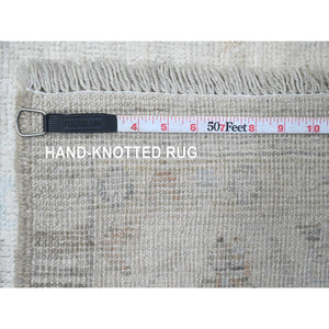 12'x14'8" Cascading White, Hand Knotted, Afghan Angora Oushak With All Over Leaf Pattern, Natural Dyes, 100% Wool, Oversized, Oriental Rug FWR122766