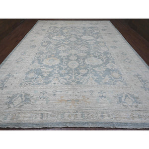 11'9"x15'5" Marengo Gray, Afghan Angora Oushak With All Over Leaf Design, Hand Knotted, Vegetable Dyes, 100% Wool, Oversized, Oriental Rug FWR122772