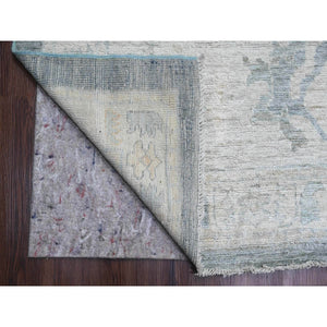 11'9"x15'5" Marengo Gray, Afghan Angora Oushak With All Over Leaf Design, Hand Knotted, Vegetable Dyes, 100% Wool, Oversized, Oriental Rug FWR122772