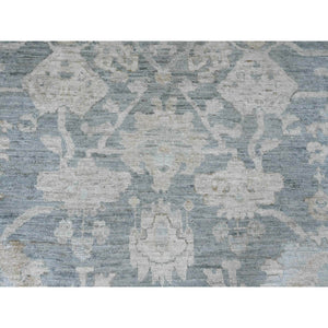 11'9"x15'5" Marengo Gray, Afghan Angora Oushak With All Over Leaf Design, Hand Knotted, Vegetable Dyes, 100% Wool, Oversized, Oriental Rug FWR122772