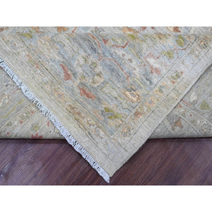 9'x11'10" Misty Gray, Hand Knotted, All Over Design Ziegler Mahal with Touches of Gold, Chocolate Brown and Green, 100% Wool, Natural Dyes, Oriental Rug FWR122784