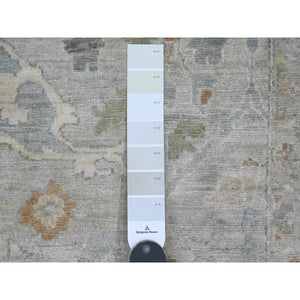 9'x11'10" Misty Gray, Hand Knotted, All Over Design Ziegler Mahal with Touches of Gold, Chocolate Brown and Green, 100% Wool, Natural Dyes, Oriental Rug FWR122784