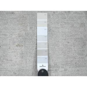 2'10"x19'6" Misty Gray, Afghan Angora Oushak With Large Leaf Design, Hand Knotted, Veggie Dyes, Pure Wool, Xl Runner, Oriental Rug FWR122826