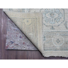 Load image into Gallery viewer, 2&#39;10&quot;x13&#39;7&quot; Alabaster White, Afghan Angora Oushak with Large Leaf Design, Hand Knotted, Vegetable Dyes, 100% Wool, Runner, Oriental Rug FWR122838