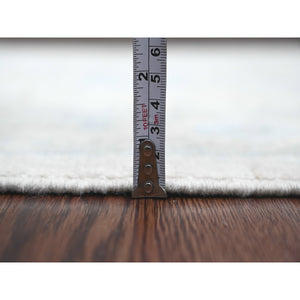 2'10"x13'7" Alabaster White, Afghan Angora Oushak with Large Leaf Design, Hand Knotted, Vegetable Dyes, 100% Wool, Runner, Oriental Rug FWR122838