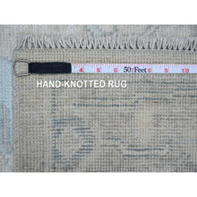 Load image into Gallery viewer, 2&#39;10&quot;x13&#39;7&quot; Alabaster White, Afghan Angora Oushak with Large Leaf Design, Hand Knotted, Vegetable Dyes, 100% Wool, Runner, Oriental Rug FWR122838