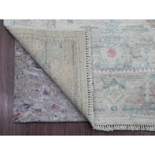 Load image into Gallery viewer, 2&#39;10&quot;x11&#39;7&quot; Chiffon White, Hand Knotted, Afghan Angora Oushak With Colorful Leaf Design, Natural Dyes, 100% Wool, Runner, Oriental Rug FWR122850