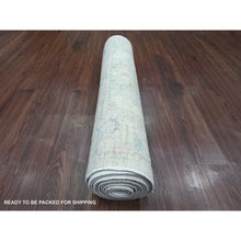 Load image into Gallery viewer, 2&#39;10&quot;x11&#39;7&quot; Chiffon White, Hand Knotted, Afghan Angora Oushak With Colorful Leaf Design, Natural Dyes, 100% Wool, Runner, Oriental Rug FWR122850