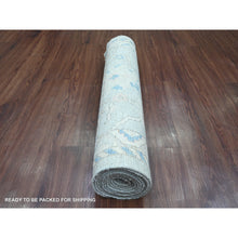 Load image into Gallery viewer, 2&#39;10&quot;x9&#39;7&quot; Misty Gray, Afghan Angora Oushak With All Over Leaf Design, Hand Knotted, Natural Dyes, 100% Wool, Runner, Oriental Rug FWR122862