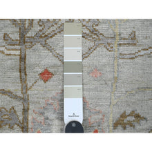 Load image into Gallery viewer, 3&#39;x10&#39;6&quot; Medium Gray, Afghan Angora Oushak with Floral Pattern, Hand Knotted, Vegetable Dyes, 100% Wool, Runner, Oriental Rug FWR122880