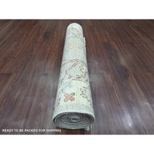 Load image into Gallery viewer, 3&#39;x10&#39;6&quot; Medium Gray, Afghan Angora Oushak with Floral Pattern, Hand Knotted, Vegetable Dyes, 100% Wool, Runner, Oriental Rug FWR122880