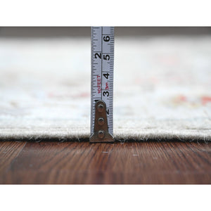 3'x10'6" Medium Gray, Afghan Angora Oushak with Floral Pattern, Hand Knotted, Vegetable Dyes, 100% Wool, Runner, Oriental Rug FWR122880