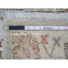 Load image into Gallery viewer, 3&#39;x10&#39;6&quot; Medium Gray, Afghan Angora Oushak With Floral Pattern, Hand Knotted, Vegetable Dyes, 100% Wool, Runner, Oriental Rug FWR122880