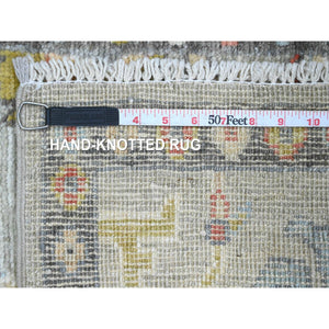 2'x3'2" Spanish Gray, Afghan Angora Oushak With Large Leaf Design, Vegetable Dyes, 100% Wool, Hand Knotted, Mat, Oriental Rug FWR122892
