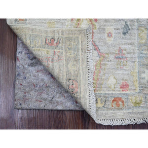 2'x3'1" Battleship Gray, Afghan Angora Oushak With Floral Pattern, Hand Knotted, Veggie Dyes, 100% Wool, Mat, Oriental Rug FWR122898