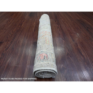 2'x3'1" Battleship Gray, Afghan Angora Oushak With Floral Pattern, Hand Knotted, Veggie Dyes, 100% Wool, Mat, Oriental Rug FWR122898