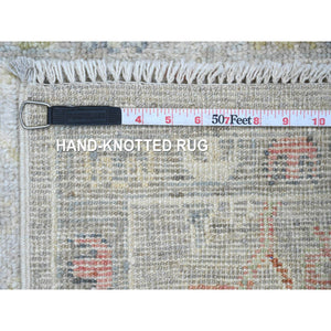 2'x3'1" Beige, Broken Pattern with Oushak Design, Borderless, 100% Wool, Hand Knotted, Mat, Sample, Oriental Rug FWR548778