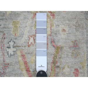 2'x3'1" Spanish Gray, Afghan Angora Oushak With Floral Pattern, Hand Knotted, Veggie Dyes, Pure Wool, Mat, Oriental Rug FWR122910