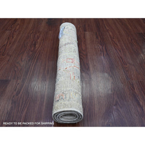 2'x3'1" Spanish Gray, Afghan Angora Oushak With Floral Pattern, Hand Knotted, Veggie Dyes, Pure Wool, Mat, Oriental Rug FWR122910