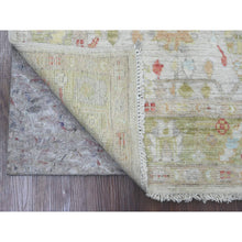 Load image into Gallery viewer, 4&#39;x9&#39;10&quot; Chiffon White, Hand Knotted, Afghan Angora Oushak with Floral Pattern, Vegetable Dyes, 100% Wool, Wide Runner, Oriental Rug FWR122916