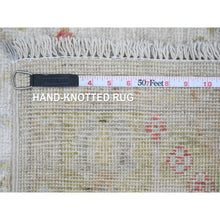 Load image into Gallery viewer, 4&#39;x9&#39;10&quot; Chiffon White, Hand Knotted, Afghan Angora Oushak With Floral Pattern, Vegetable Dyes, 100% Wool, Wide Runner, Oriental Rug FWR122916