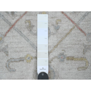 4'x6' Oyster White, Afghan Angora Oushak With All Over Vines Design, Hand Knotted, Vegetable Dyes, 100% Wool, Oriental Rug FWR122922