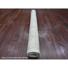 Load image into Gallery viewer, 4&#39;x6&#39; Oyster White, Afghan Angora Oushak With All Over Vines Design, Hand Knotted, Vegetable Dyes, 100% Wool, Oriental Rug FWR122922