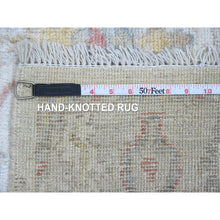 Load image into Gallery viewer, 4&#39;x6&#39; Oyster White, Afghan Angora Oushak With All Over Vines Design, Hand Knotted, Vegetable Dyes, 100% Wool, Oriental Rug FWR122922