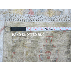 4'x6' Oyster White, Afghan Angora Oushak With All Over Vines Design, Hand Knotted, Vegetable Dyes, 100% Wool, Oriental Rug FWR122922