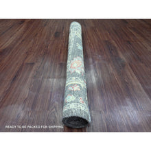 Load image into Gallery viewer, 4&#39;1&quot;x6&#39; Dim Gray, Hand Knotted, Afghan Angora Oushak With Colorful Leaf Pattern, Vegetable Dyes, 100% Wool, Oriental Rug FWR122946