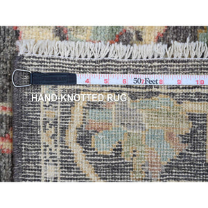 4'1"x6' Ecru Brown, Tabriz Revival, 300 KPSI, Hand Spun New Zealand Wool and Silk, Denser Weave, Hand Knotted, Thick and Plush, Oriental Rug FWR548634
