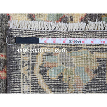 Load image into Gallery viewer, 4&#39;1&quot;x6&#39; Dim Gray, Hand Knotted, Afghan Angora Oushak With Colorful Leaf Pattern, Vegetable Dyes, 100% Wool, Oriental Rug FWR122946