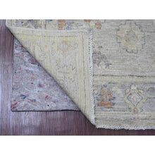 Load image into Gallery viewer, 3&#39;9&quot;x12&#39; Alabaster White, Afghan Angora Oushak With Soft Colors Leaf Design, Hand Knotted, Vegetable Dyes, Pure Wool, Runner, Oriental Rug FWR122970