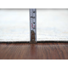 Load image into Gallery viewer, 3&#39;9&quot;x12&#39; Alabaster White, Afghan Angora Oushak With Soft Colors Leaf Design, Hand Knotted, Vegetable Dyes, Pure Wool, Runner, Oriental Rug FWR122970