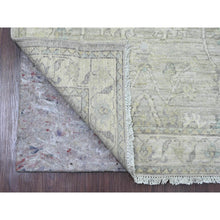 Load image into Gallery viewer, 2&#39;8&quot;x10&#39; Oyster Gray, Washed Out Peshawar with All Over Leaf Design, Vegetable Dyes, Hand Knotted, 100% Wool, Runner, Oriental Rug FWR122994