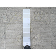 Load image into Gallery viewer, 2&#39;8&quot;x10&#39; Oyster Gray, Washed Out Peshawar with All Over Leaf Design, Vegetable Dyes, Hand Knotted, 100% Wool, Runner, Oriental Rug FWR122994