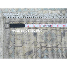 Load image into Gallery viewer, 2&#39;8&quot;x10&#39; Oyster Gray, Washed Out Peshawar with All Over Leaf Design, Vegetable Dyes, Hand Knotted, 100% Wool, Runner, Oriental Rug FWR122994