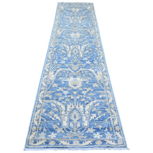 Load image into Gallery viewer, 2&#39;9&quot;x11&#39;5&quot; Imperial Blue, Washed Out Peshawar with All Over Pattern, 100% Wool, Hand Knotted, Veggie Dyes, Runner, Oriental Rug FWR123000