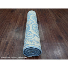 Load image into Gallery viewer, 2&#39;9&quot;x11&#39;5&quot; Imperial Blue, Washed Out Peshawar With All Over Pattern, 100% Wool, Hand Knotted, Veggie Dyes, Runner, Oriental Rug FWR123000