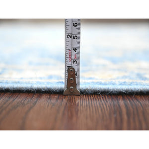 2'9"x11'5" Imperial Blue, Washed Out Peshawar with All Over Pattern, 100% Wool, Hand Knotted, Veggie Dyes, Runner, Oriental Rug FWR123000
