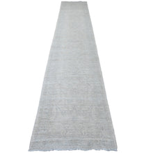 Load image into Gallery viewer, 2&#39;8&quot;x15&#39; Cascading White, Hand Knotted, Stone Washed Peshawar with All Over Pattern, Natural Dyes, Pure Wool, XL Runner, Oriental Rug FWR123006