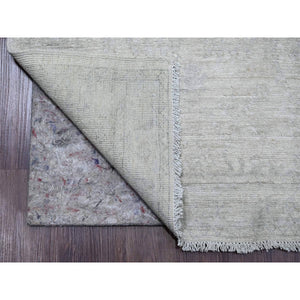 2'8"x15' Cascading White, Hand Knotted, Stone Washed Peshawar with All Over Pattern, Natural Dyes, Pure Wool, XL Runner, Oriental Rug FWR123006