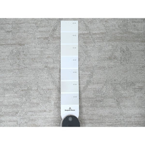 2'8"x15' Cascading White, Hand Knotted, Stone Washed Peshawar with All Over Pattern, Natural Dyes, Pure Wool, XL Runner, Oriental Rug FWR123006